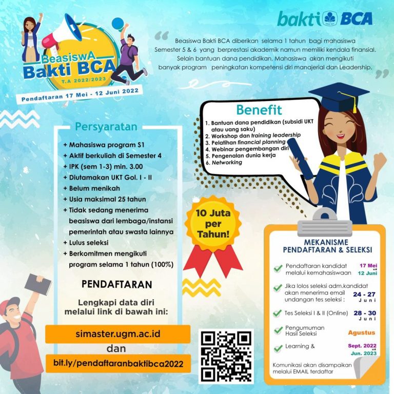 BEASISWA BULAN JUNI 2022: Paragon Scholarship, Bakti BCA, Pemuda by